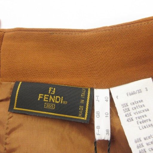 Fendi 365 Tagged Vintage Skirt Cotton Knee Length 40 Approx M Brown Brownish