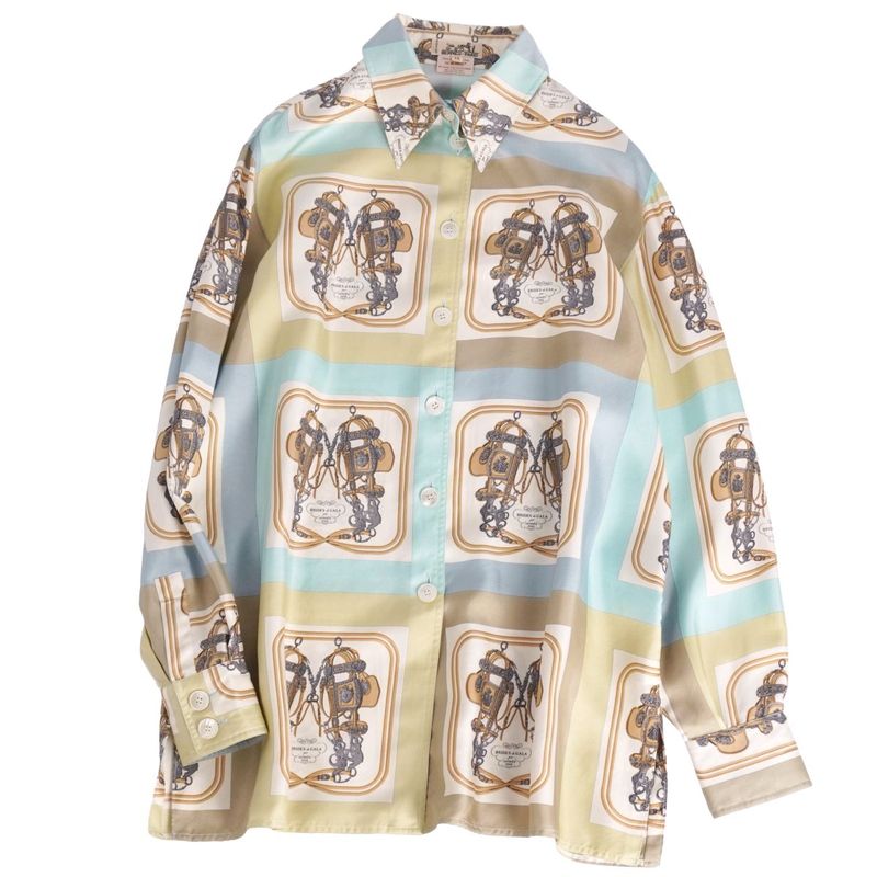 Vintage Hermes Shirt Blouse Long Sleeves Long Sleeves