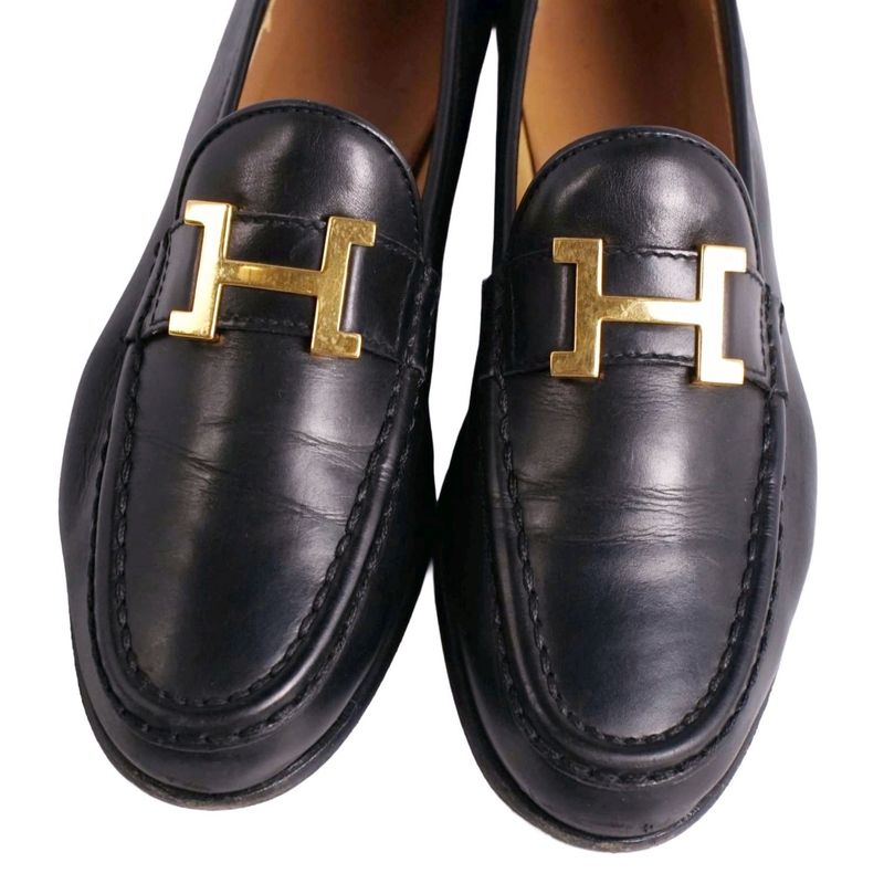 Hermes Loafer Moccasins Constance H Logo Hardware Calf Leather