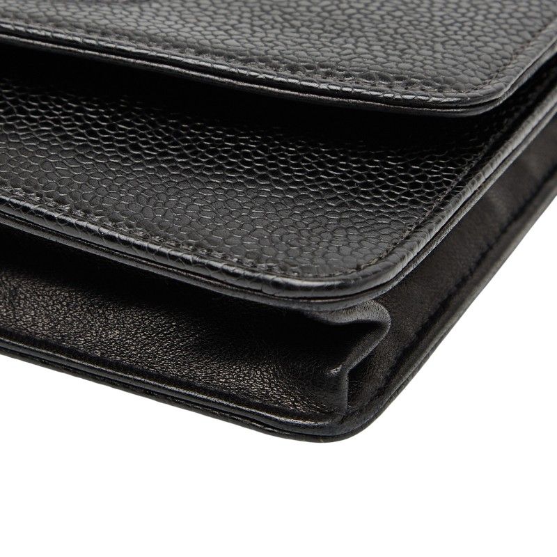 Chanel Coco Mark Chain Shoulder Bag Black Caviar Skin Women's Chanel