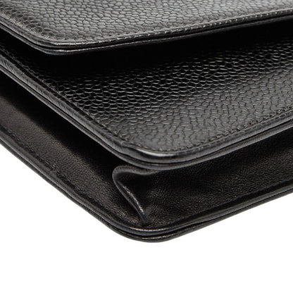 Chanel Coco Mark Chain Shoulder Bag Black Caviar Skin Women's Chanel