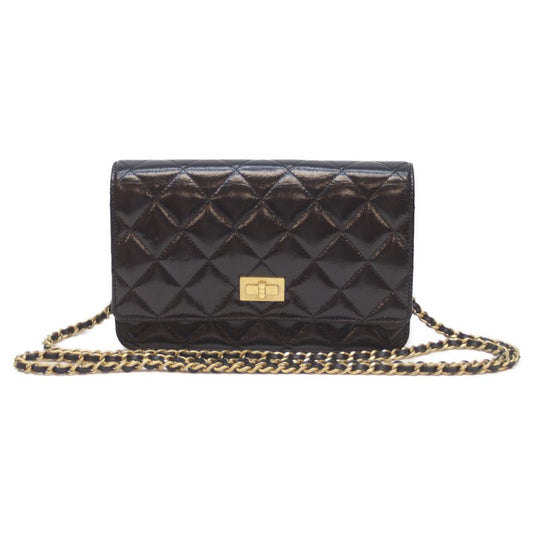 Chanel 20s Matrasse Black Aged Calf Ghardware 2.55 Chain Shoulder Wallet