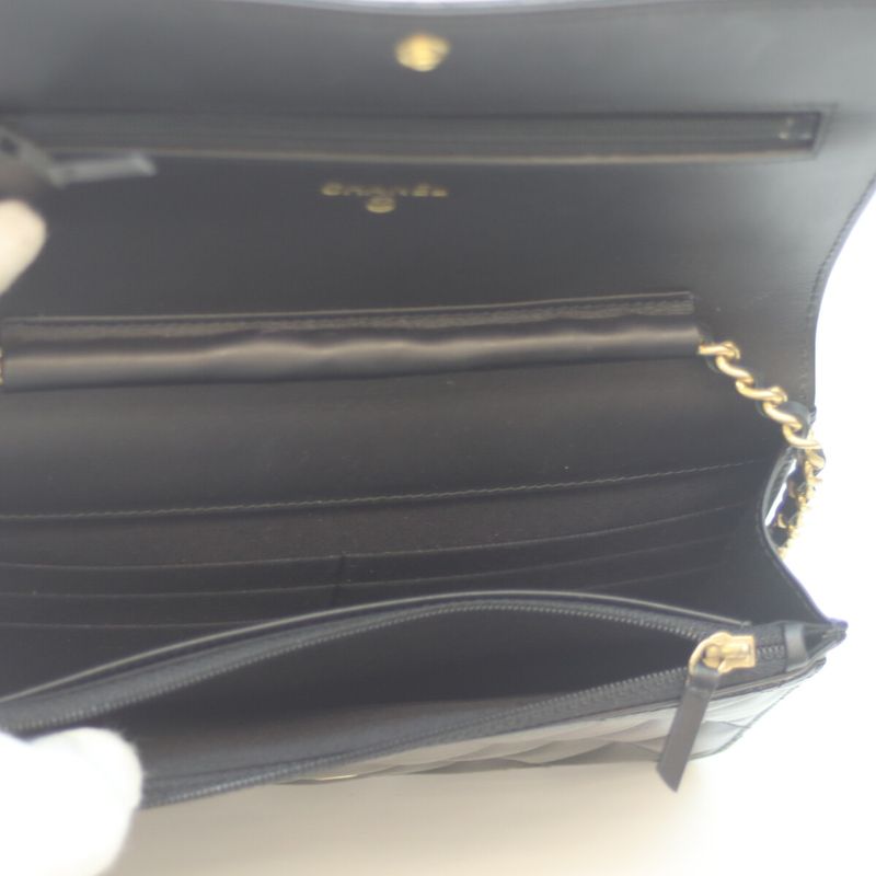 Chanel 20s Matrasse Black Aged Calf Ghardware 2.55 Chain Shoulder Wallet
