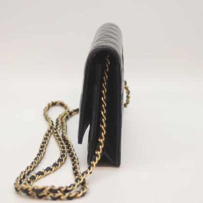Chanel 20s Matrasse Black Aged Calf Ghardware 2.55 Chain Shoulder Wallet