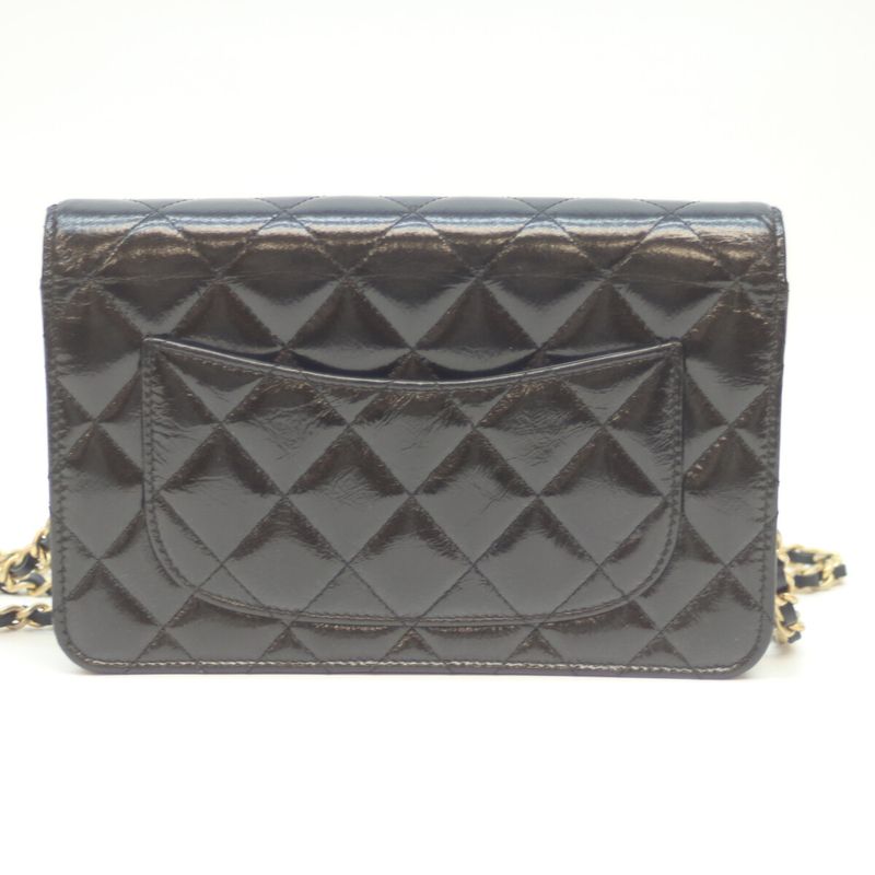 Chanel 20s Matrasse Black Aged Calf Ghardware 2.55 Chain Shoulder Wallet