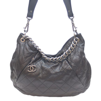 Chanel 16th Black and Antique Silver Vintage Calf Coco Pleats 2way Hobo Bag