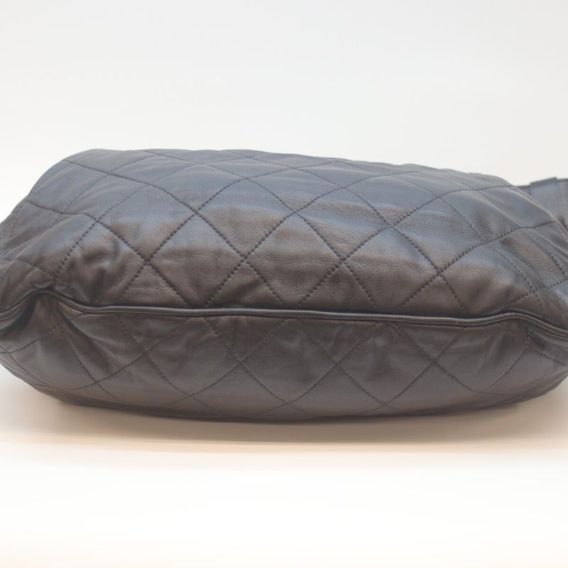 Chanel 16th Black and Antique Silver Vintage Calf Coco Pleats 2way Hobo Bag