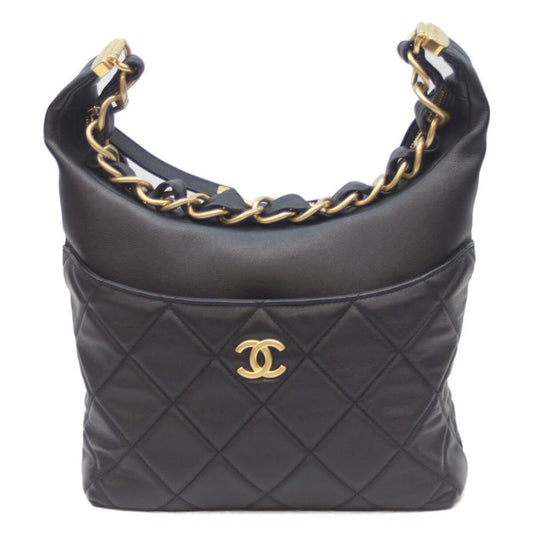 Chanel As3292 Black Ghardware Lambskin Matrasse Hobo One Shoulder