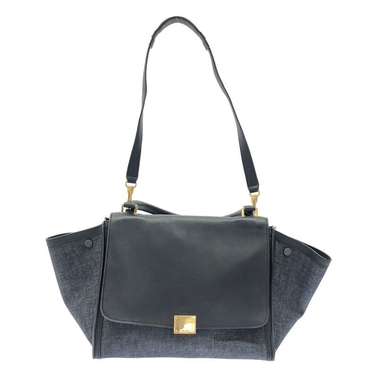 Celine Trapeze Denim Shoulder Bag Indigo and Black