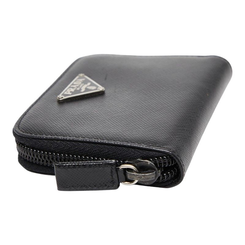 Prada Triangle Logo Plate Coin Case Coin Case Black Saffiano Leather Women Prada