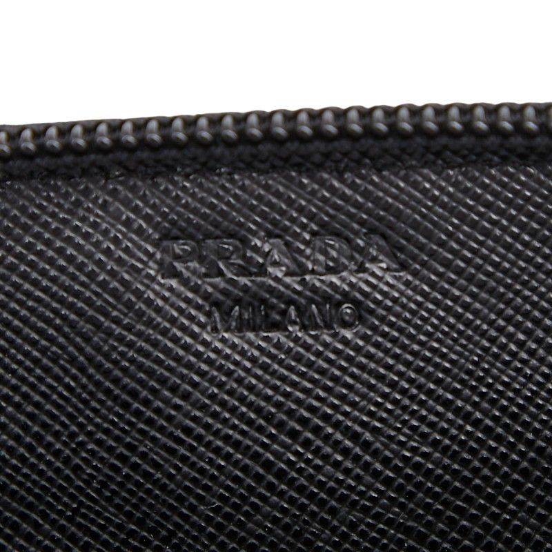 Prada Triangle Logo Plate Coin Case Coin Case Black Saffiano Leather Women Prada