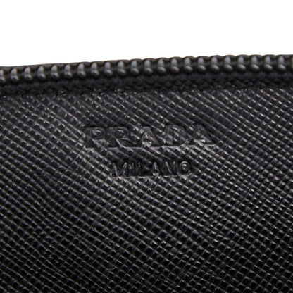 Prada Triangle Logo Plate Coin Case Coin Case Black Saffiano Leather Women Prada