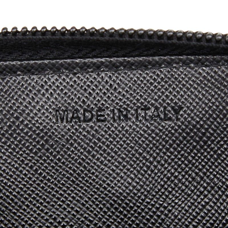 Prada Triangle Logo Plate Coin Case Coin Case Black Saffiano Leather Women Prada