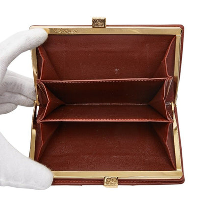 Saint Laurent YSL Logo Studded Brown Leather Women's Saint Laurent