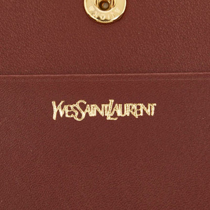 Saint Laurent YSL Logo Studded Brown Leather Women's Saint Laurent