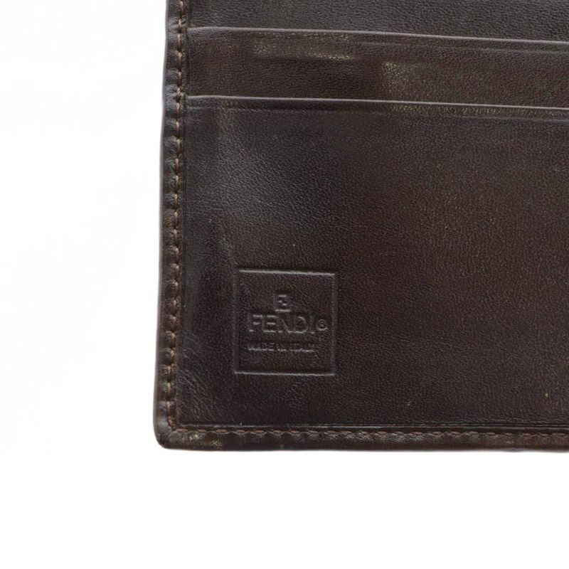 Fendi Wallet Logo Leather Canvas Zucca Pattern Brown - GY11 MQ - OH