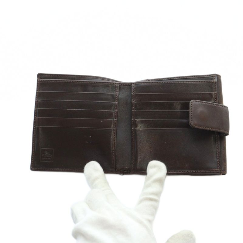Fendi Wallet Logo Leather Canvas Zucca Pattern Brown - GY11 MQ - OH