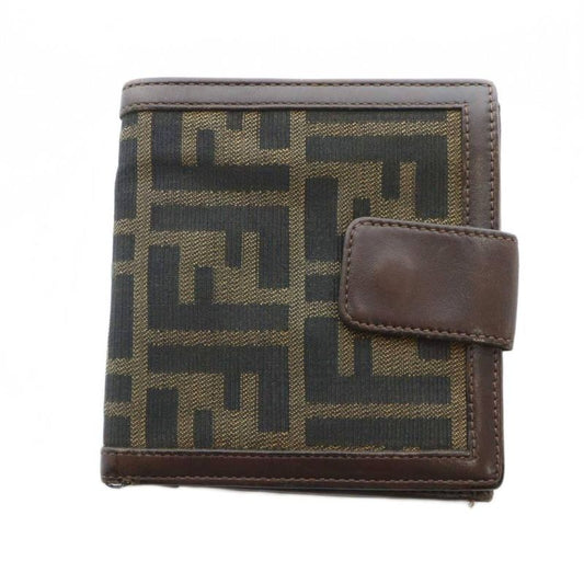 Fendi Wallet Logo Leather Canvas Zucca Pattern Brown - GY11 MQ - OH