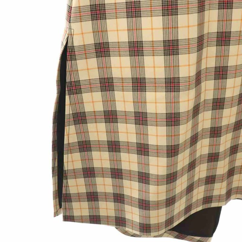 Louis Vuitton Wrap Check Skirt Silk-blend Lamb Leather 38 Brown Beige Multicolor