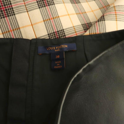 Louis Vuitton Wrap Check Skirt Silk-blend Lamb Leather 38 Brown Beige Multicolor