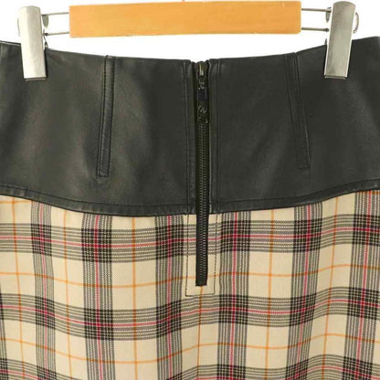 Louis Vuitton Wrap Check Skirt Silk-blend Lamb Leather 38 Brown Beige Multicolor