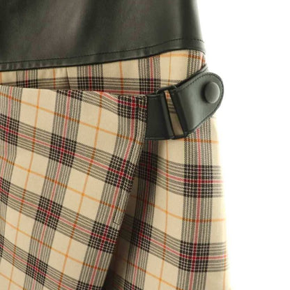 Louis Vuitton Wrap Check Skirt Silk-blend Lamb Leather 38 Brown Beige Multicolor