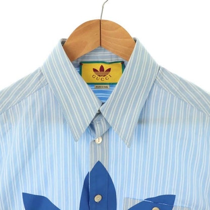 Gucci X Adidas Striped Shirt Stencolor Logo Print 15+ Light Blue White CX - GY57
