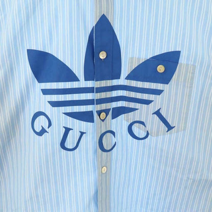 Gucci X Adidas Striped Shirt Stencolor Logo Print 15+ Light Blue White CX - GY57