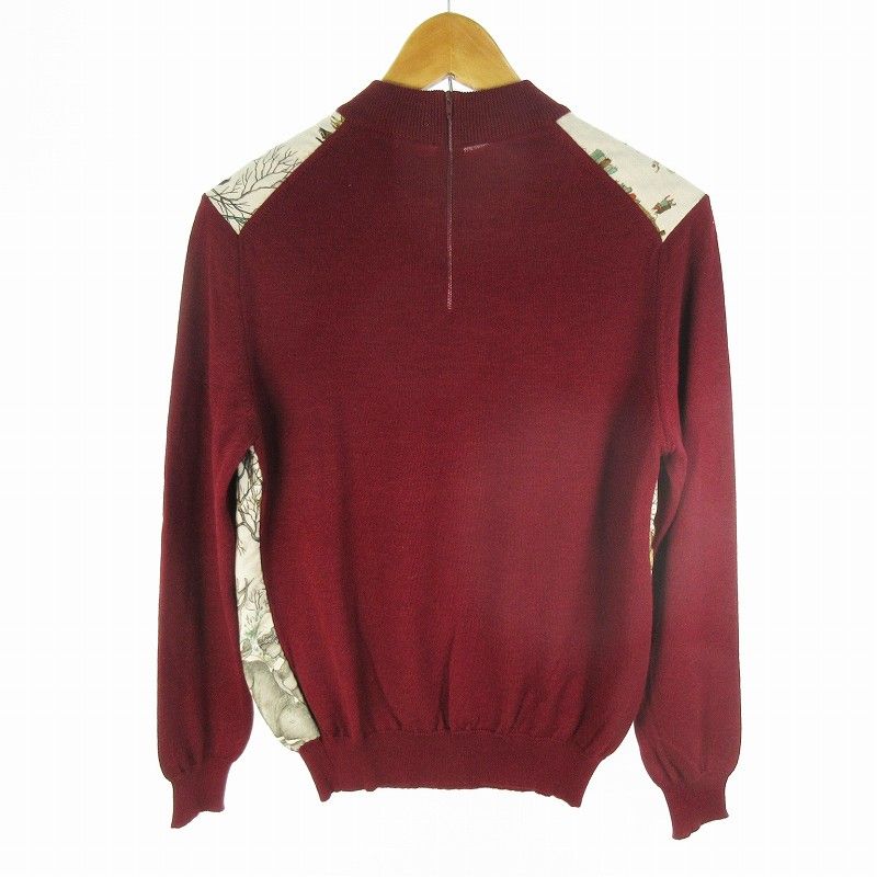 Hermes Silk Cashmere Knit Sweater High Neck Carriage Horse Pattern Horse People