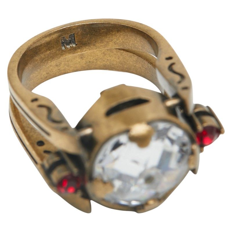 Dior Ring #M Gold Red Plated Rhinestone Women's Dior