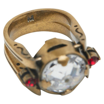 Dior Ring #M Gold Red Plated Rhinestone Women's Dior