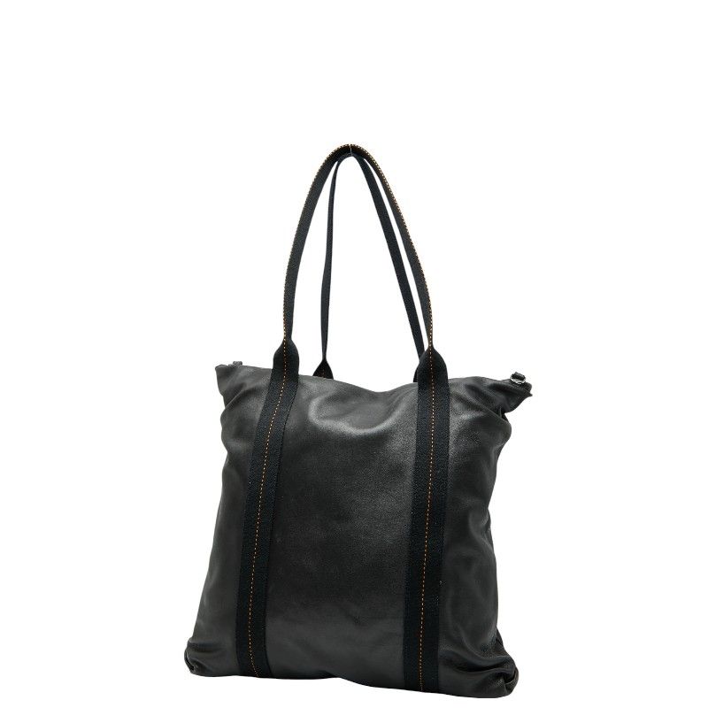 Hermes Caravan Vertical GM Tote Bag Shoulder Bag 2WAY Black Voderma Canvas