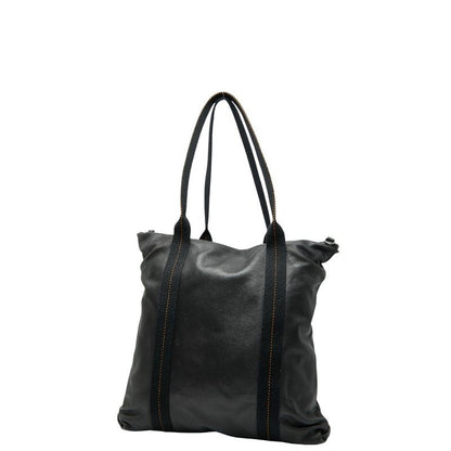 Hermes Caravan Vertical GM Tote Bag Shoulder Bag 2WAY Black Voderma Canvas