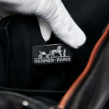 Hermes Caravan Vertical GM Tote Bag Shoulder Bag 2WAY Black Voderma Canvas