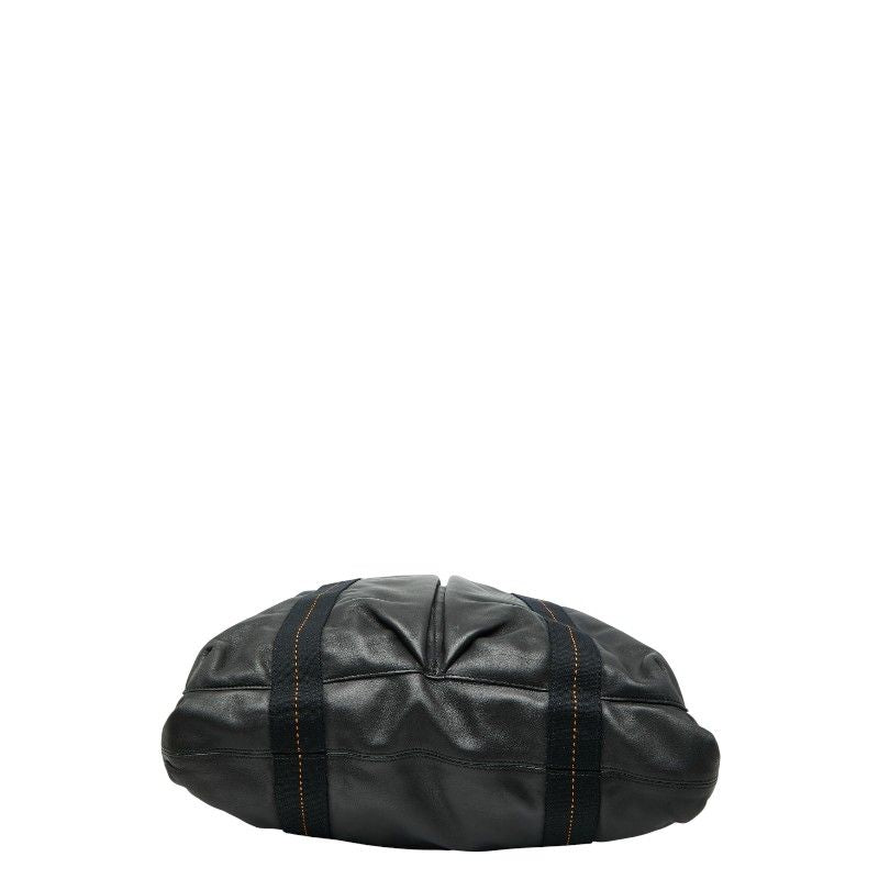 Hermes Caravan Vertical GM Tote Bag Shoulder Bag 2WAY Black Voderma Canvas