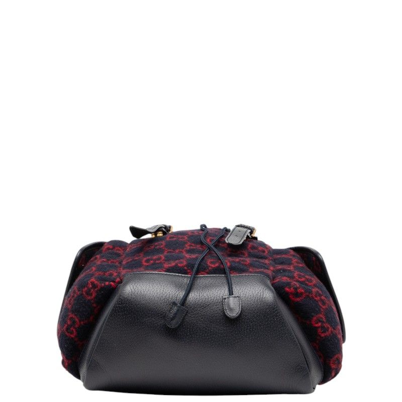 Gucci GG Wool Backpack 598184 Navy Red Wool Leather Women's Gucci
