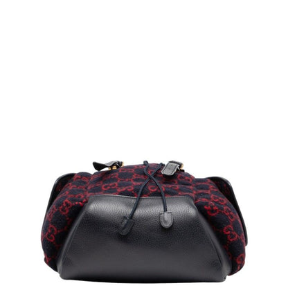Gucci GG Wool Backpack 598184 Navy Red Wool Leather Women's Gucci