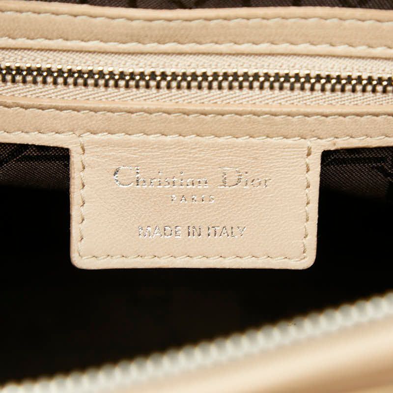 Christian Dior Canage Lady Dior Large Handbag Shoulder Bag 2WAY Beige Leather