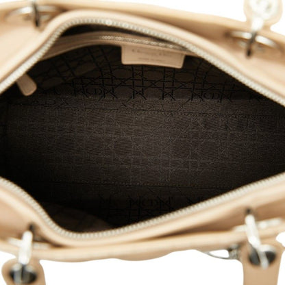 Christian Dior Canage Lady Dior Large Handbag Shoulder Bag 2WAY Beige Leather