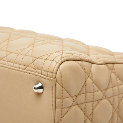 Christian Dior Canage Lady Dior Large Handbag Shoulder Bag 2WAY Beige Leather