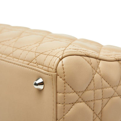 Christian Dior Canage Lady Dior Large Handbag Shoulder Bag 2WAY Beige Leather