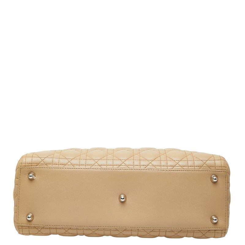 Christian Dior Canage Lady Dior Large Handbag Shoulder Bag 2WAY Beige Leather