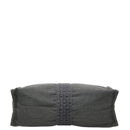 Hermes Her Line Clutch Bag Second Bag Grey Black Canvas Women Hermes