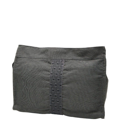Hermes Her Line Clutch Bag Second Bag Grey Black Canvas Women Hermes