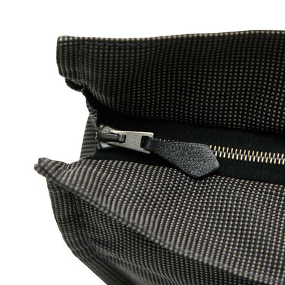 Hermes Her Line Clutch Bag Second Bag Grey Black Canvas Women Hermes
