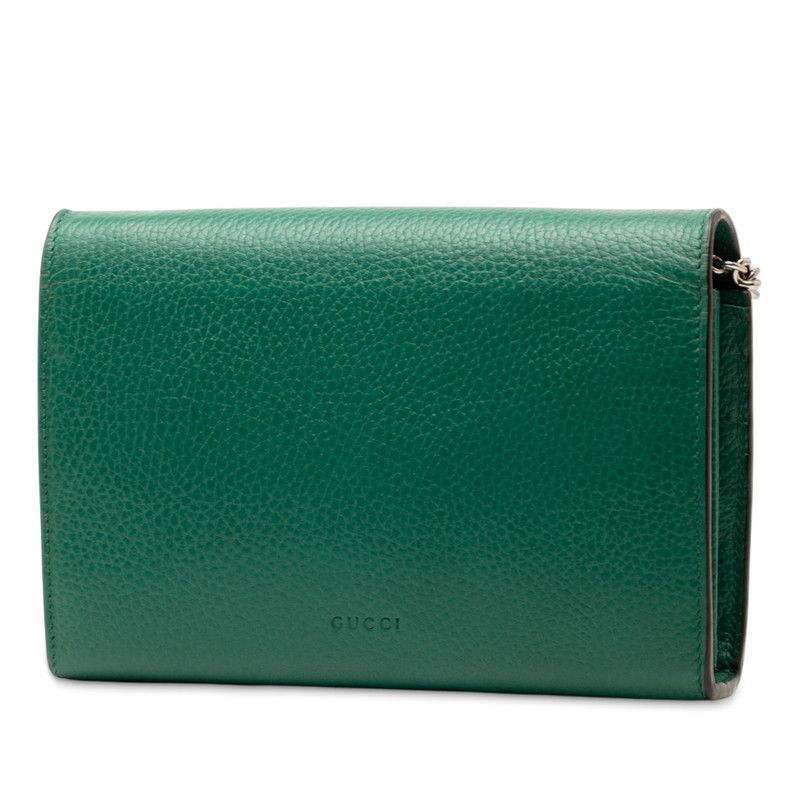 Gucci Duonisos Chain Shoulder Bag Wallet Bag 401231 Green Leather Women's Gucci