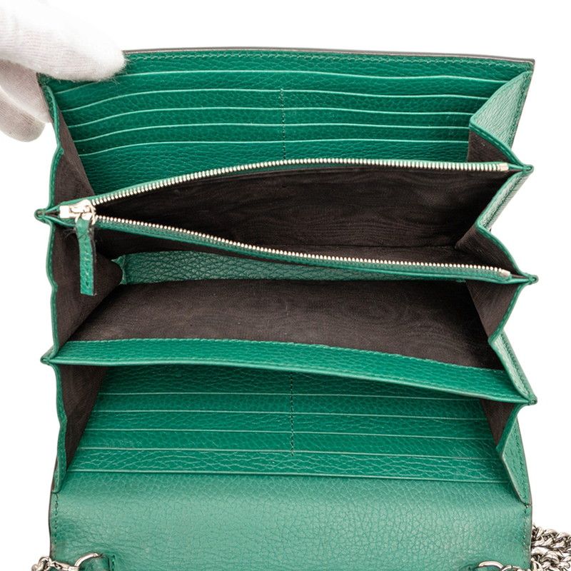 Gucci Duonisos Chain Shoulder Bag Wallet Bag 401231 Green Leather Women's Gucci
