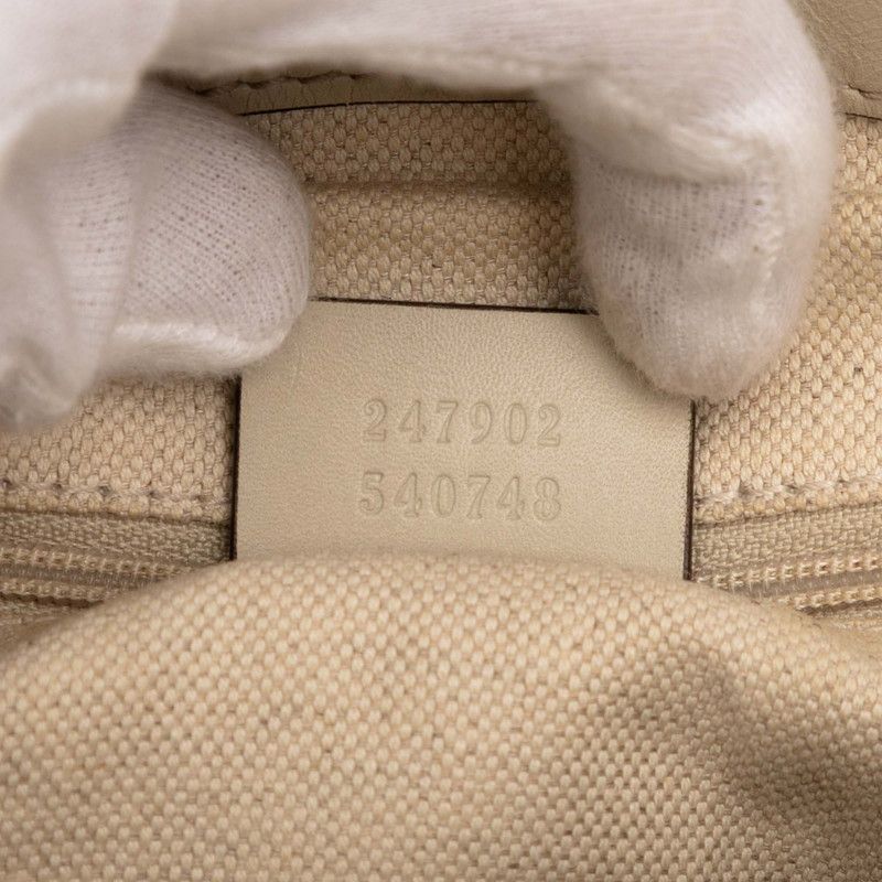 Gucci GG Canvas Handbag Shoulder Bag 2WAY 247902 Beige White Canvas Leather