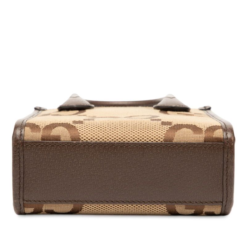 Gucci Jumbo GG Mini Tote Shoulder Bag 2WAY 699406 Beige Brown Canvas Leather