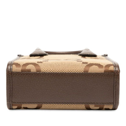Gucci Jumbo GG Mini Tote Shoulder Bag 2WAY 699406 Beige Brown Canvas Leather